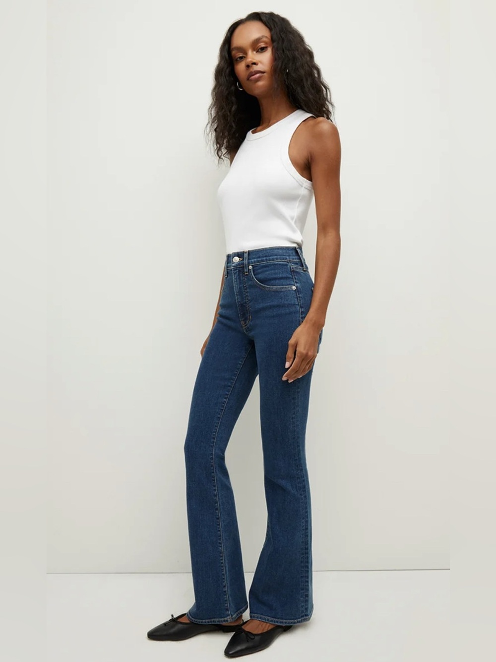 Veronica Beard Beverly Loafer Length Skinny-Flare Jean in Bright Blue
